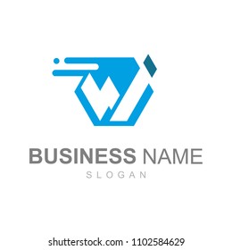 
W alphabet logo and speed, logo ready to use