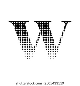 w alphabet serif halftone dotted effect logo icon vector illustration eps