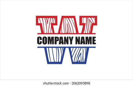 W Alphabet split letter flag abstract monogram vector logo template