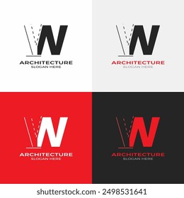 W Architecture letter logo design vector  