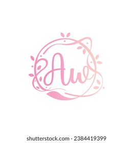 A W AW Beauty vector initial logo, handwriting logo of initial signature, wedding, fashion, jewerly, boutique, floral and botanical with creative template