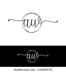 A W AW Initial handwriting logo vector. Hand lettering for designs