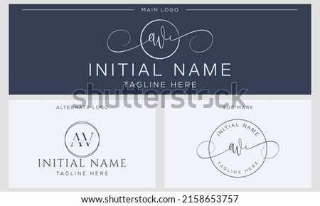 A W AW Initial handwriting signature logo template vector. Hand lettering for designs