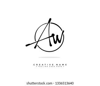 A W AW initial logo signature vector. Handwriting concept logo.