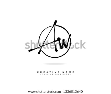 A W AW initial logo signature vector. Handwriting concept logo.