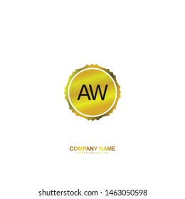 A W AW initial logo template vector