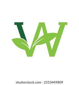 W or AW letter nature logo design 