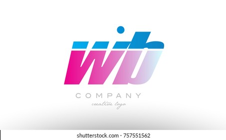 w b alphabet letter combination in pink and blue color. Can be used as a logo for a company or business with initials