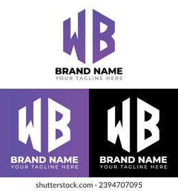 Logotipo de polígono de letras dobles W B, diseño del logotipo de dos letras W B, plantilla de diseño del logotipo del vector creativo minimalista