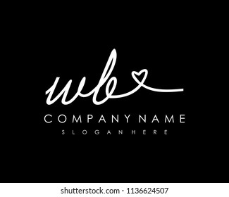 W B Initial handwriting logo vector