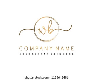 W B Initial handwriting logo vector
