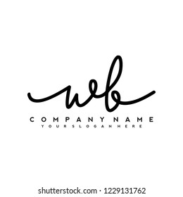W B Initial handwriting logo vector
