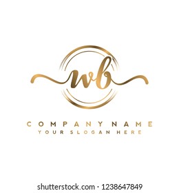 W B Initial handwriting logo vector