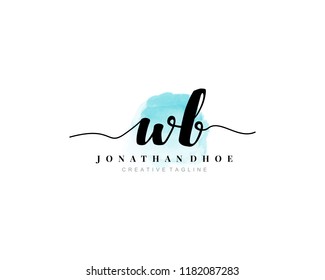 W B Initial watercolor logo on white background. Logo template vector