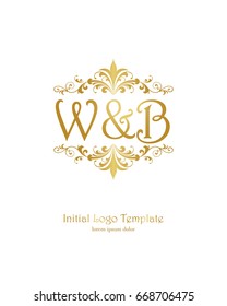 W & B initial wedding logo template vector