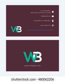 W B Letter Logo design with Business card template