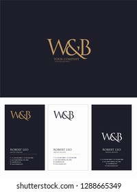 W & B letters Joint logo icon and Business card vector template.
