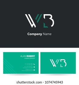 W & B line logo stroke letter design with business card template