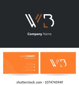 W & B line logo stroke letter design with business card template