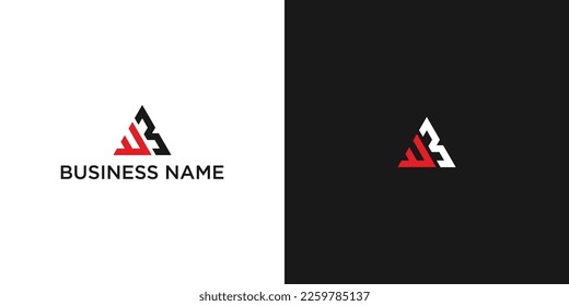 W B or w Logo letter monogram with triangle shape design template