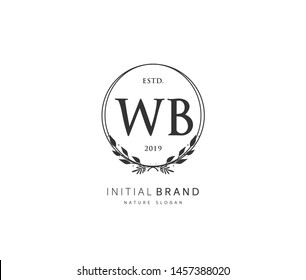 W B WB Beauty vector initial logo, handwriting logo of initial signature, wedding, fashion, jewerly, boutique, floral and botanical with creative template for any company or business.