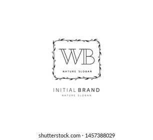 W B WB Beauty vector initial logo, handwriting logo of initial signature, wedding, fashion, jewerly, boutique, floral and botanical with creative template for any company or business.