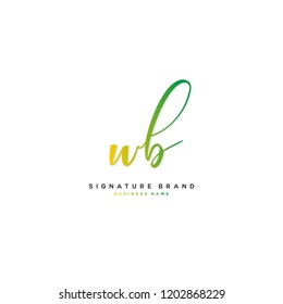 W B WB Initial letter handwriting and  signature logo concept design
