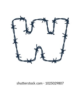 W Barbed Wire Letter Logo Icon Design