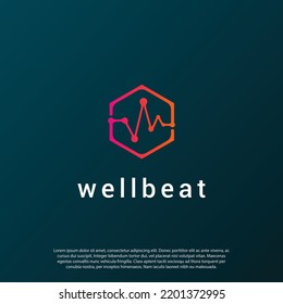 W as beat wave monogram logo vector