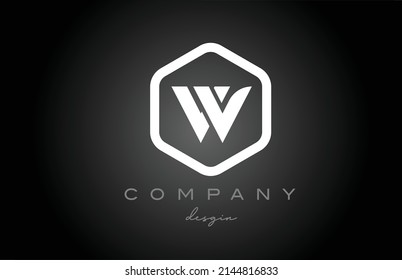 W black and white hexagon alphabet letter logo icon design. Creative template for business and company