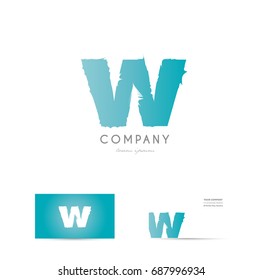 W blue letter alphabet bold spike business card logo creative vector company icon design template modern