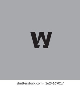 W Brush Stroke Letter Logo Design. 
