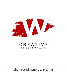 W Brush Stroke Letter Logo Design. Black Paint Logo Letter Icon Design.