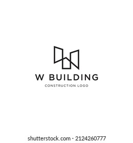 W BUILDING LINES CONSTRUCTION LOGO