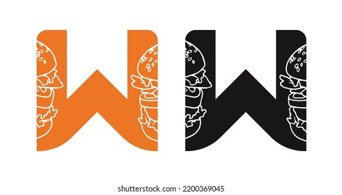 W Burger Logo Vector Icon Symbol Template. Burger Logo Vector. Food Logo