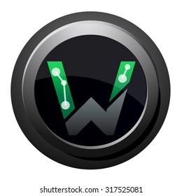 W button, letter W logo icon vector design