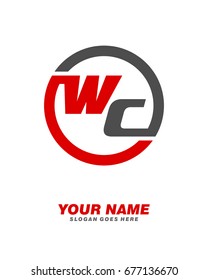 W C initial circle logo template vector