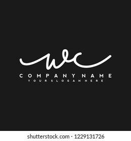 W C Initial handwriting logo vector