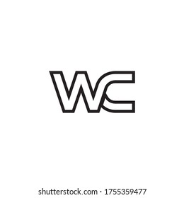 W C líneas de letra inicial diseño de logotipo vectorial