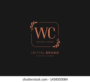 W C WC Beauty vector initial logo, handwriting logo of initial signature, wedding, fashion, jewerly, boutique, floral and botanical with creative template for any company or business.