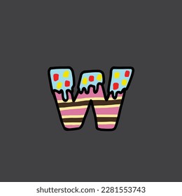 w del alfabeto vector de la torta y número