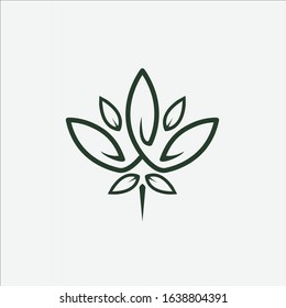 W cannabis logo design vector, symbol icon template