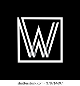 W capital letter enclosed in a square. . Overlapping with shadows monogram, logo, emblem. Trendy design. 