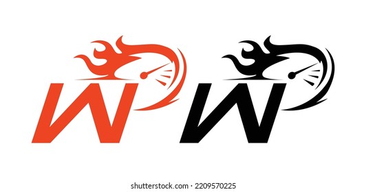 W Car Logo Vector Icon Symbol Template. Driver Logo Vector Illustration. Car Speed Logo Vector