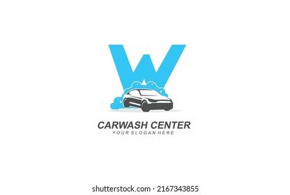 W Car wash logo design inspiration. Vector letter template design for brand.