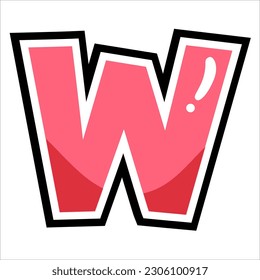 w - cartoon style Eng lowercase english letters