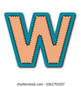 W character of alphabet in Embroidered patch work concept for vector graphic idea design