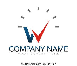 W check mark logo icon vector