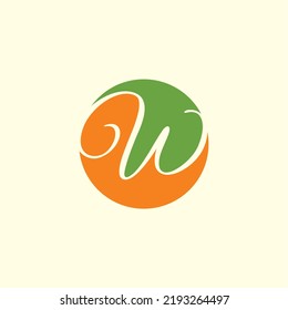 W circle orange and green logo vector image