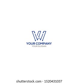 W Circuit Logo Design Vector